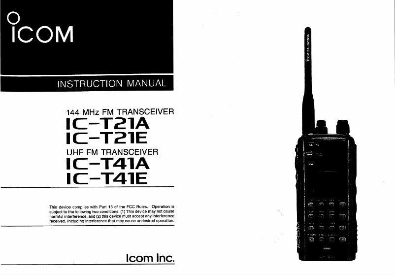 Image de la première page du manuel de l'appareil IC-T21A