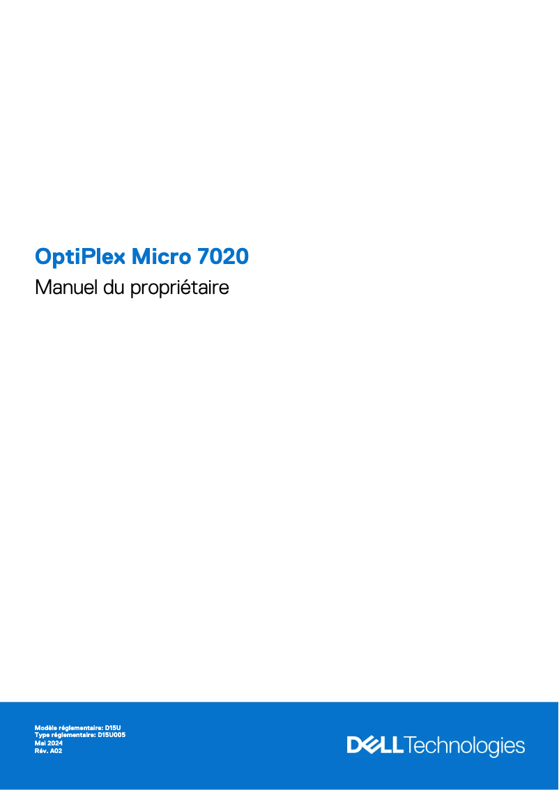 Image de la première page du manuel de l'appareil OptiPlex Micro 7020