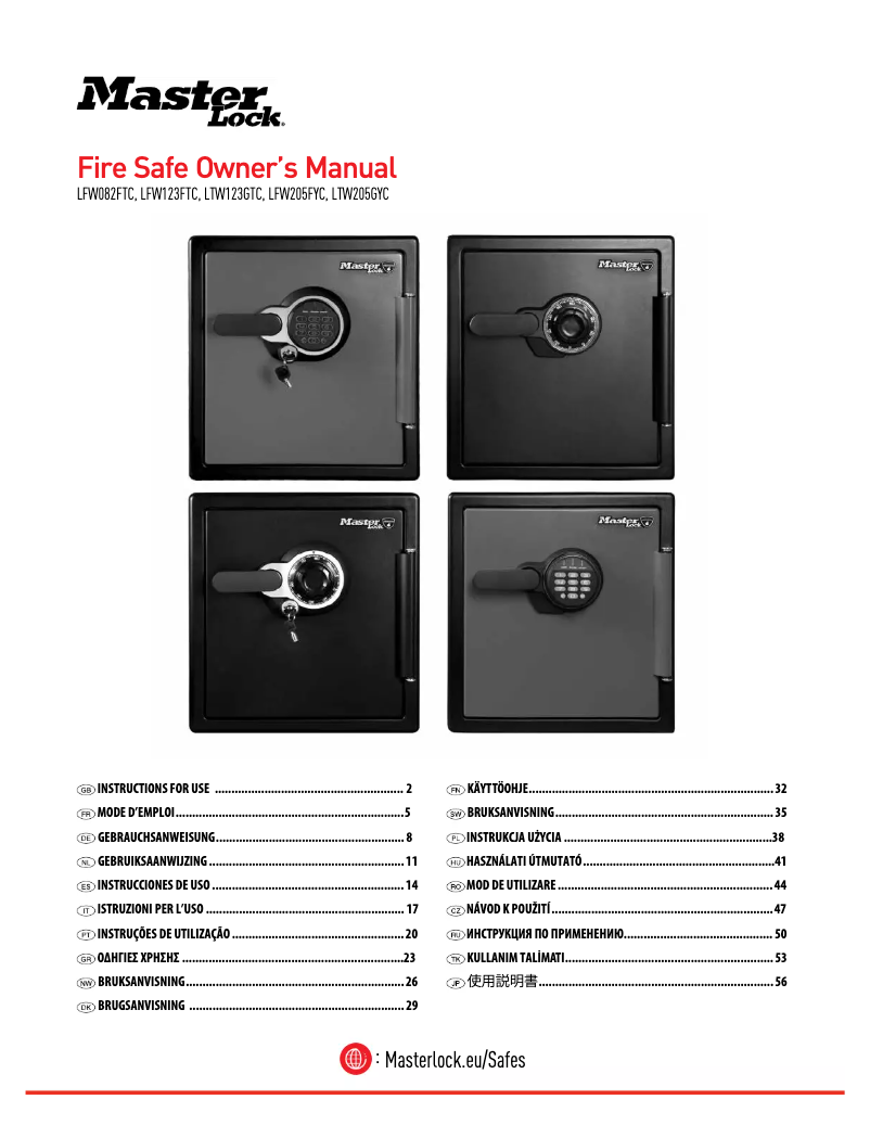 Página 1 del manual Manual de usuario Master Lock LFW205FYC
