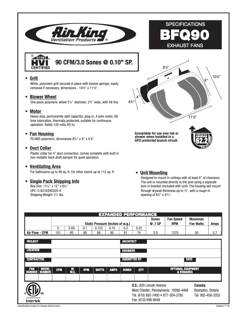 Image de la première page du manuel de l'appareil BFQ90
