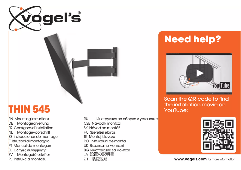 Page n°1 - Manuel utilisateur Vogel's Thin 545