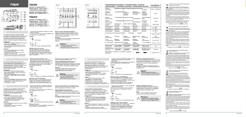 Page 1 de la notice Manuel utilisateur Hager TXA310