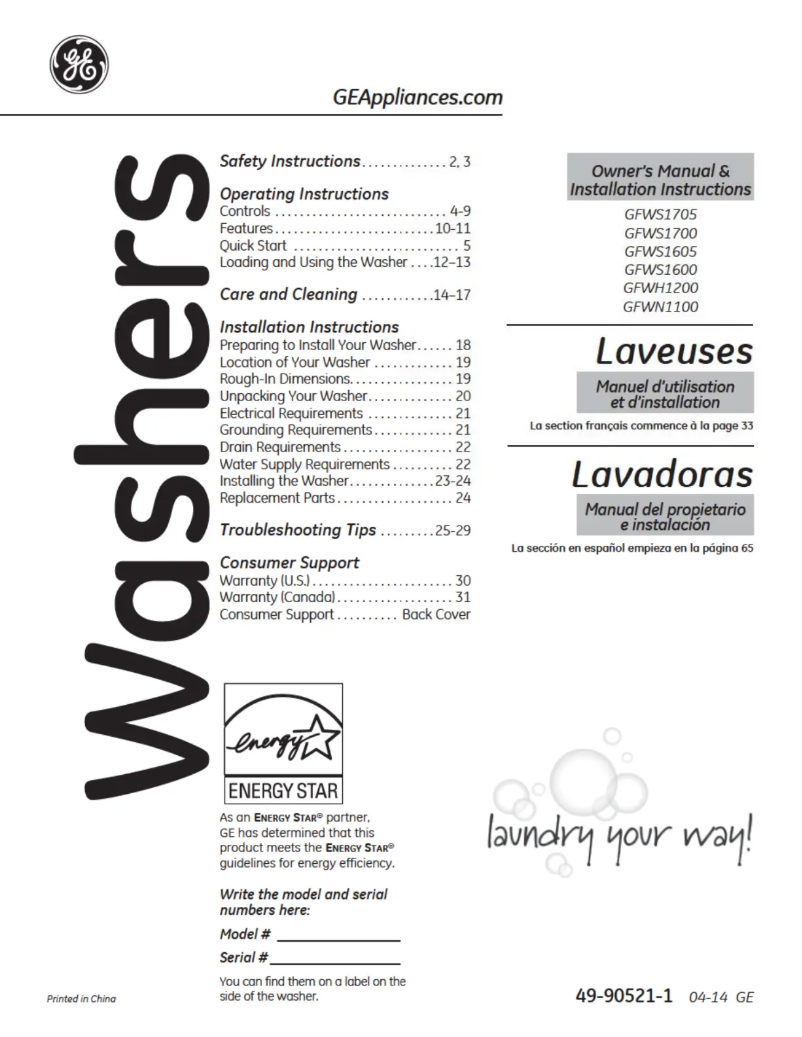 Página 1 del manual Manual de instrucciones GE GFWN1100HWW