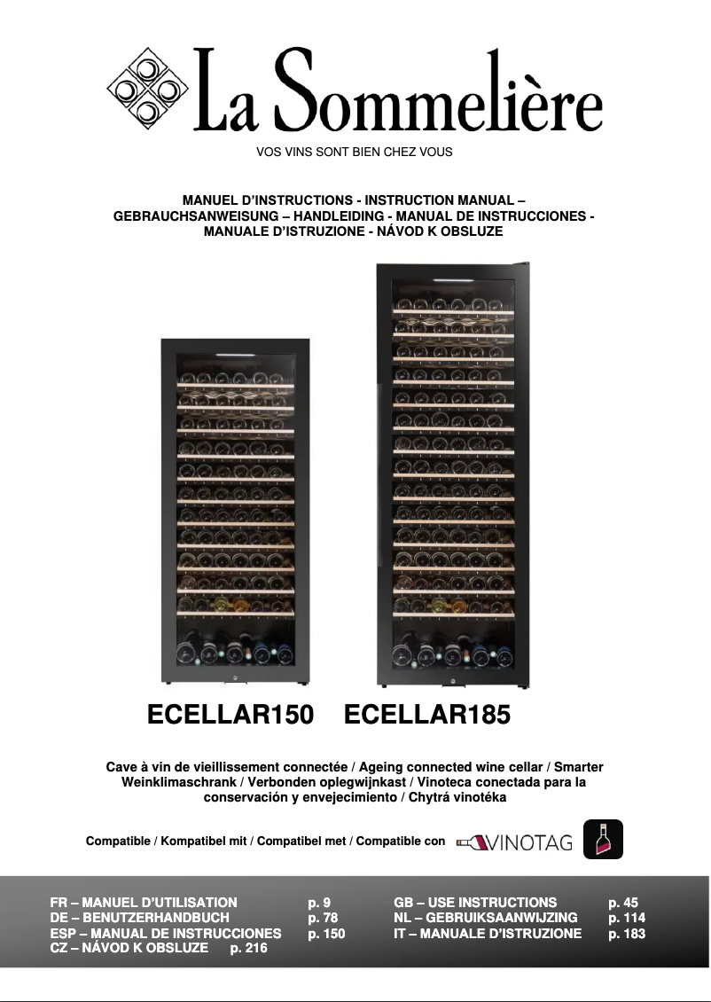 Página 1 del manual Manual de usuario La Sommelière ECELLAR185