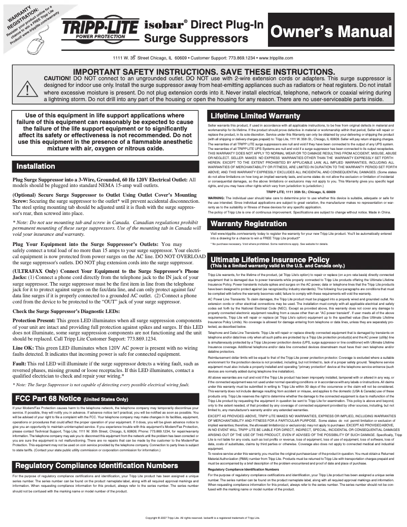 Página 1 del manual Manual de usuario Tripp Lite IBLOK2-0