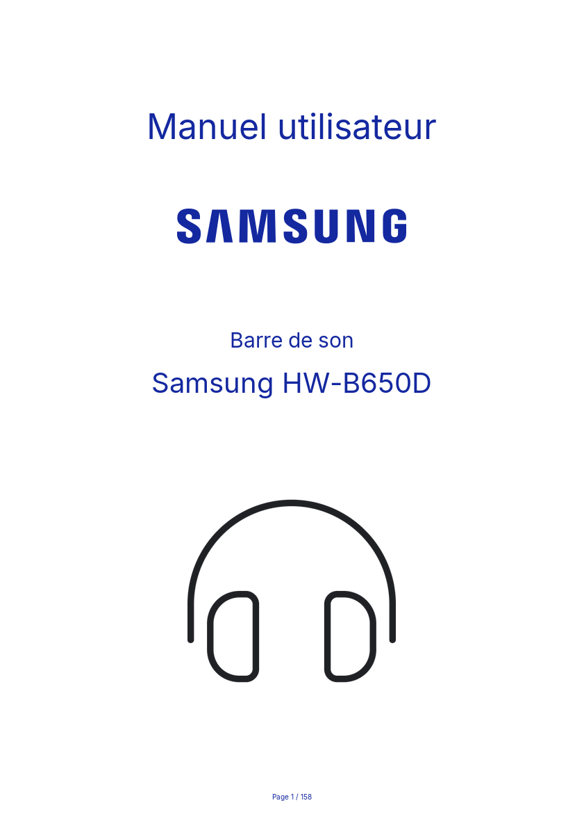 Page 1 de la notice Manuel utilisateur Samsung HW-B650D