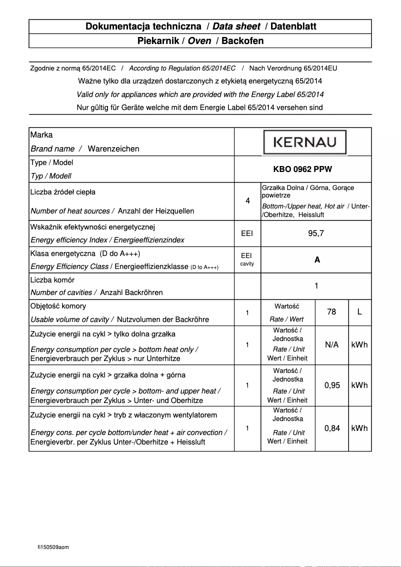 Image de la première page du manuel de l'appareil KBO 0962 PP W