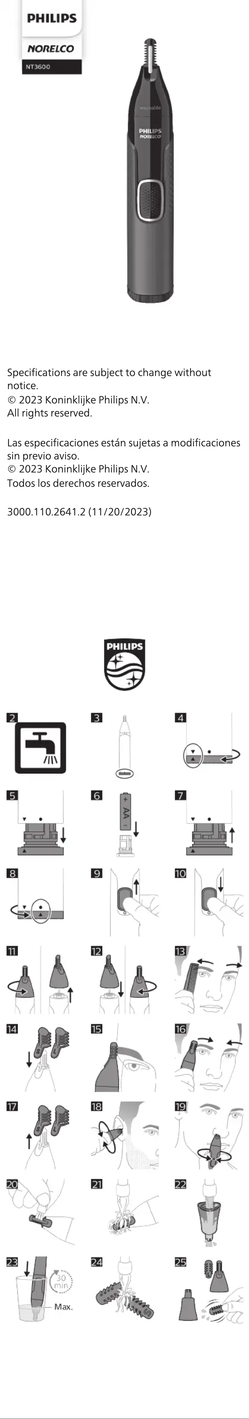 Page 1 de la notice Manuel utilisateur Philips Norelco NT3600