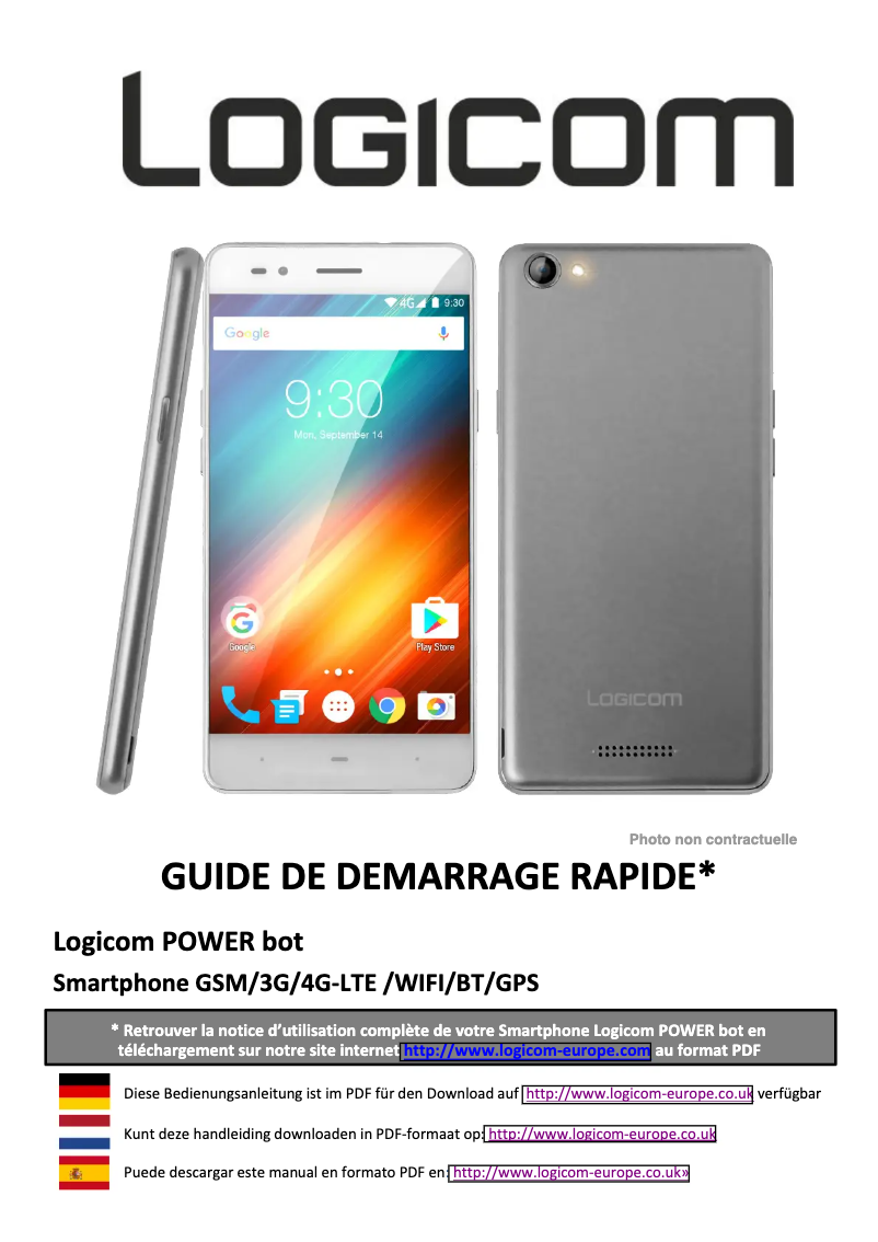 Page 1 de la notice Manuel utilisateur Logicom Power Bot