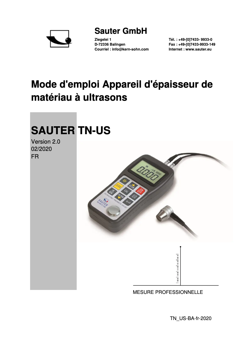 Page 1 de la notice Manuel utilisateur Sauter TN 300-0.1US