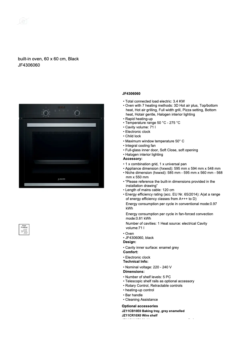 Page n°1 - Fiche technique Junker JF4306060