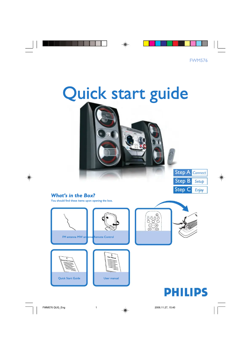 Página 1 del manual Guía de inicio rápido Philips FWM576