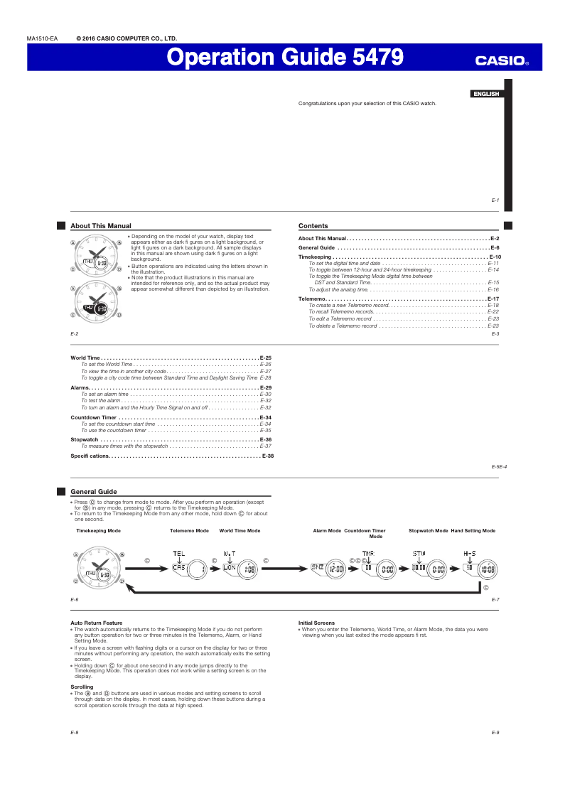 Page 1 de la notice Manuel utilisateur Casio Collection AEQ-110BW-9AVEF