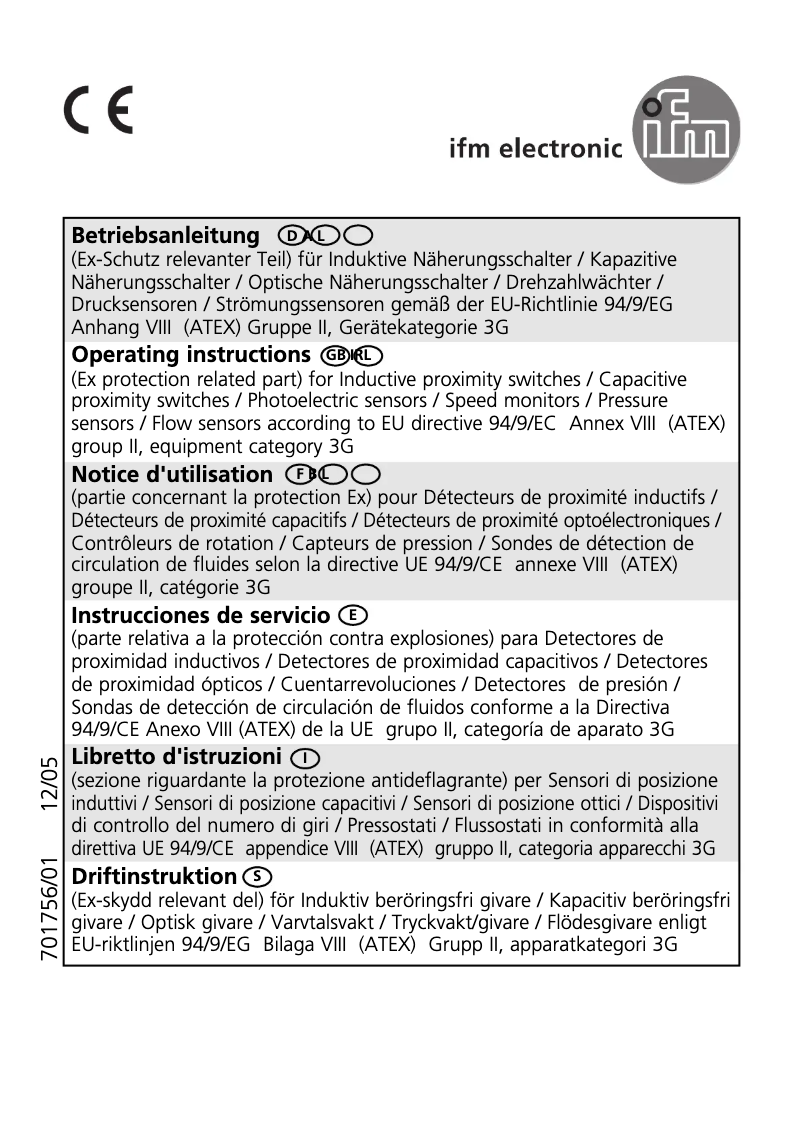 Page 1 de la notice Manuel utilisateur IFM IFT22A