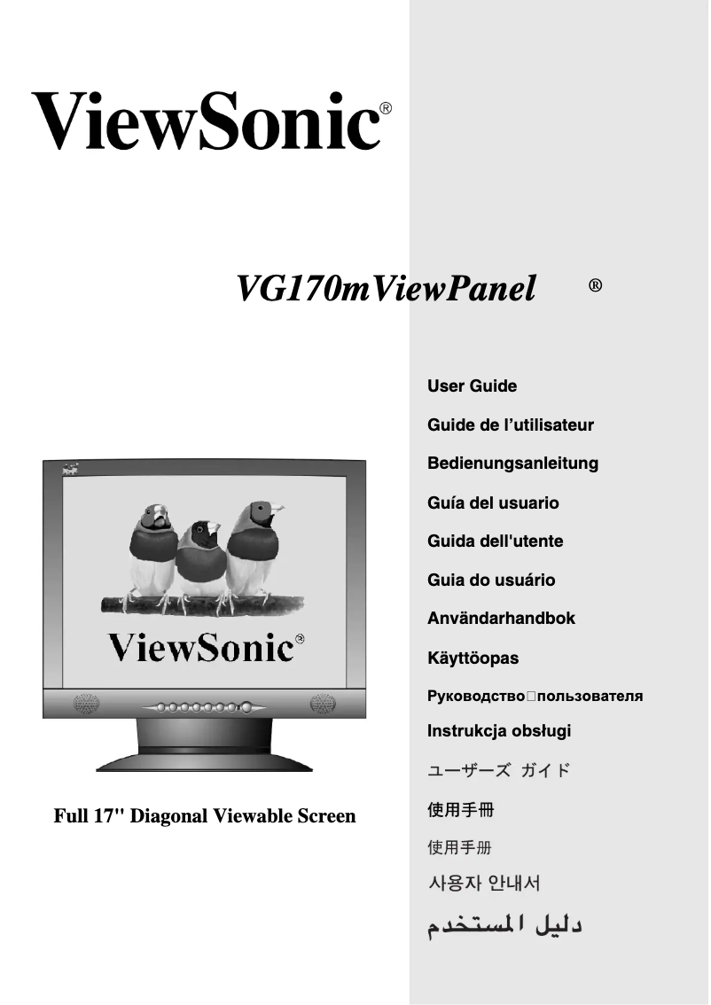 Page 1 de la notice Manuel utilisateur Viewsonic Graphic VG170m