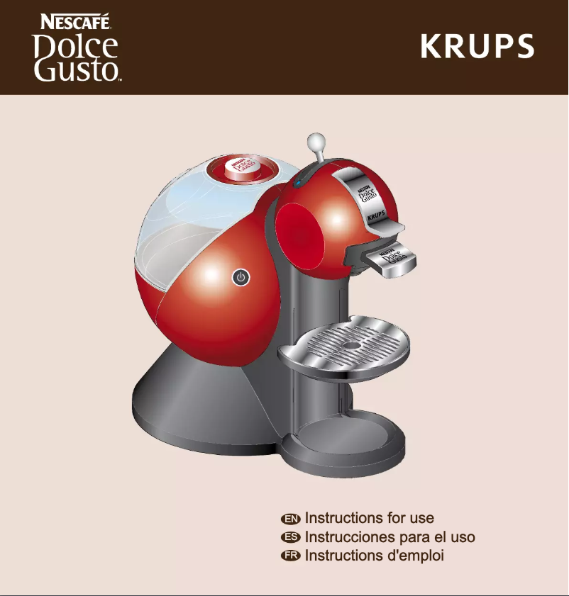 Page 1 de la notice Manuel utilisateur Krups Nescafé Dolce Gusto Melody 2