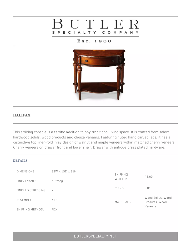 Page n°1 - Manuel utilisateur Butler Hailfax 0589251