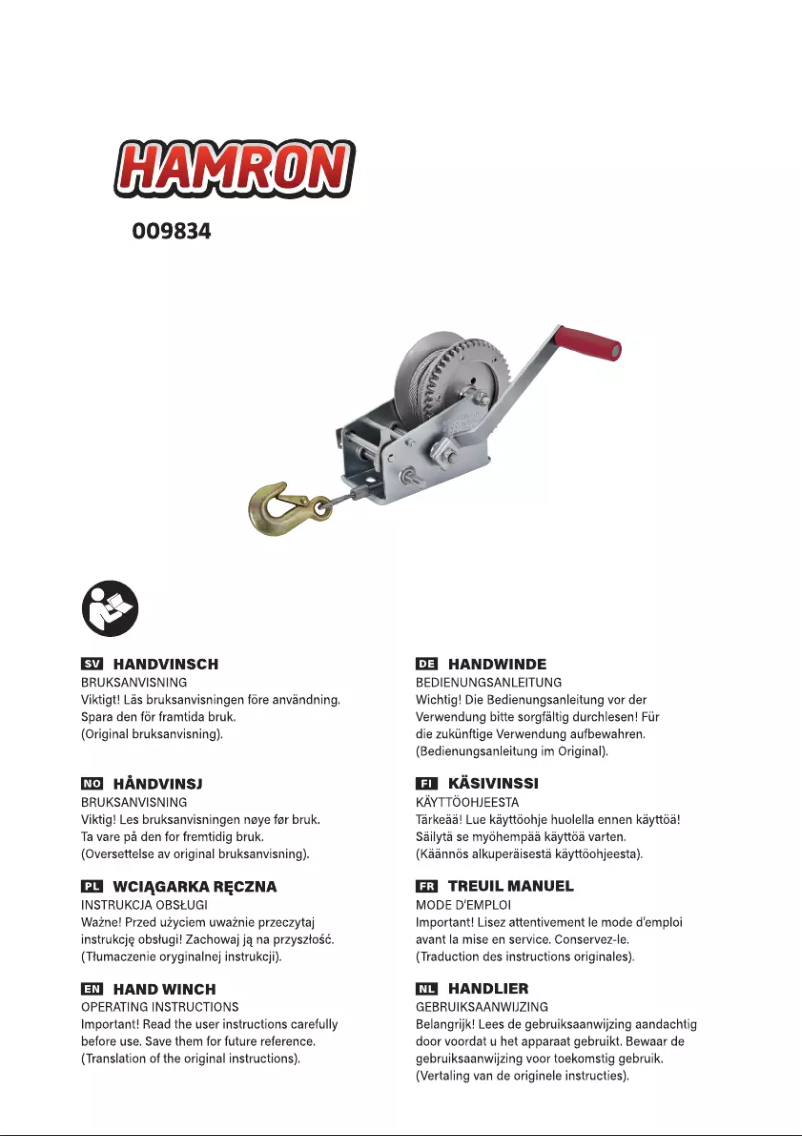 Page 1 de la notice Manuel utilisateur Hamron 009834