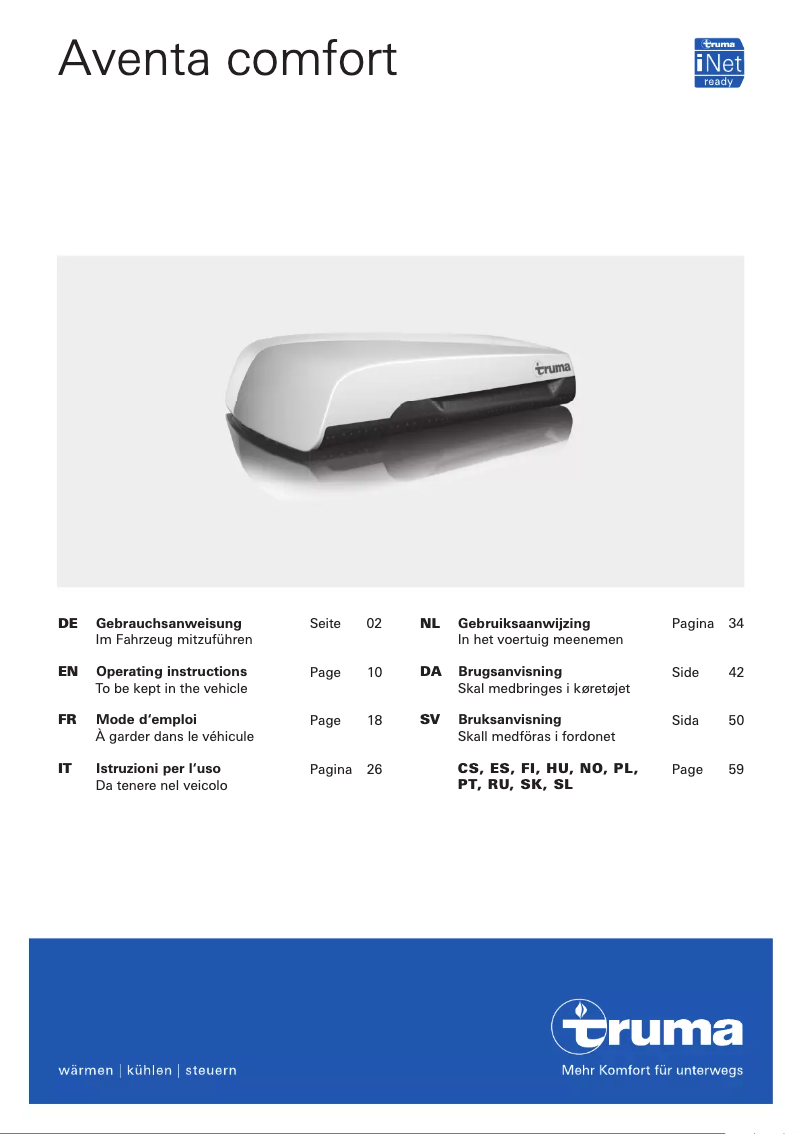 Image de la première page du manuel de l'appareil Aventa comfort