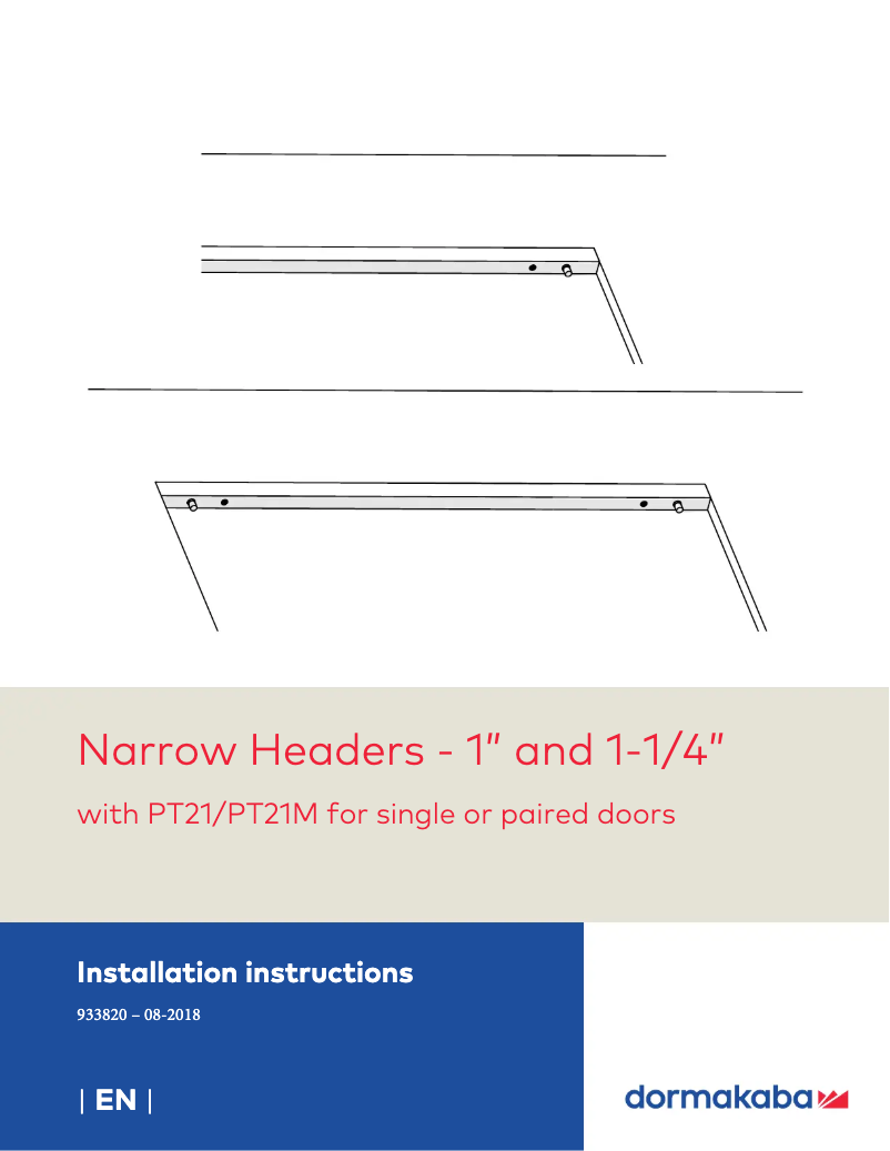 Page 1 of the manual User Manual Dormakaba PT21
