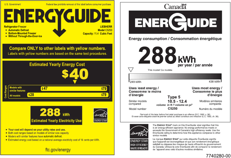 Page n°1 - Label énergétique Liebherr C5250