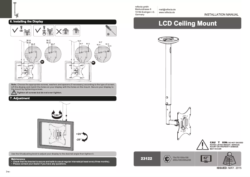 Page 1 de la notice Manuel utilisateur Reflecta 23122