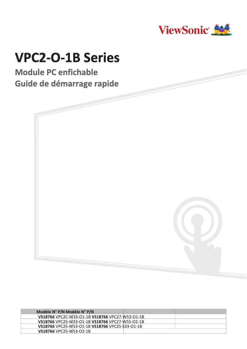 Page 1 de la notice Guide de démarrage rapide Viewsonic VPC25-W53-O2-1B