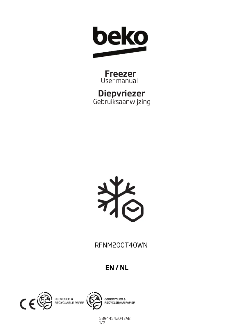 Page n°1 - Manuel utilisateur Beko RFNM200T40WN