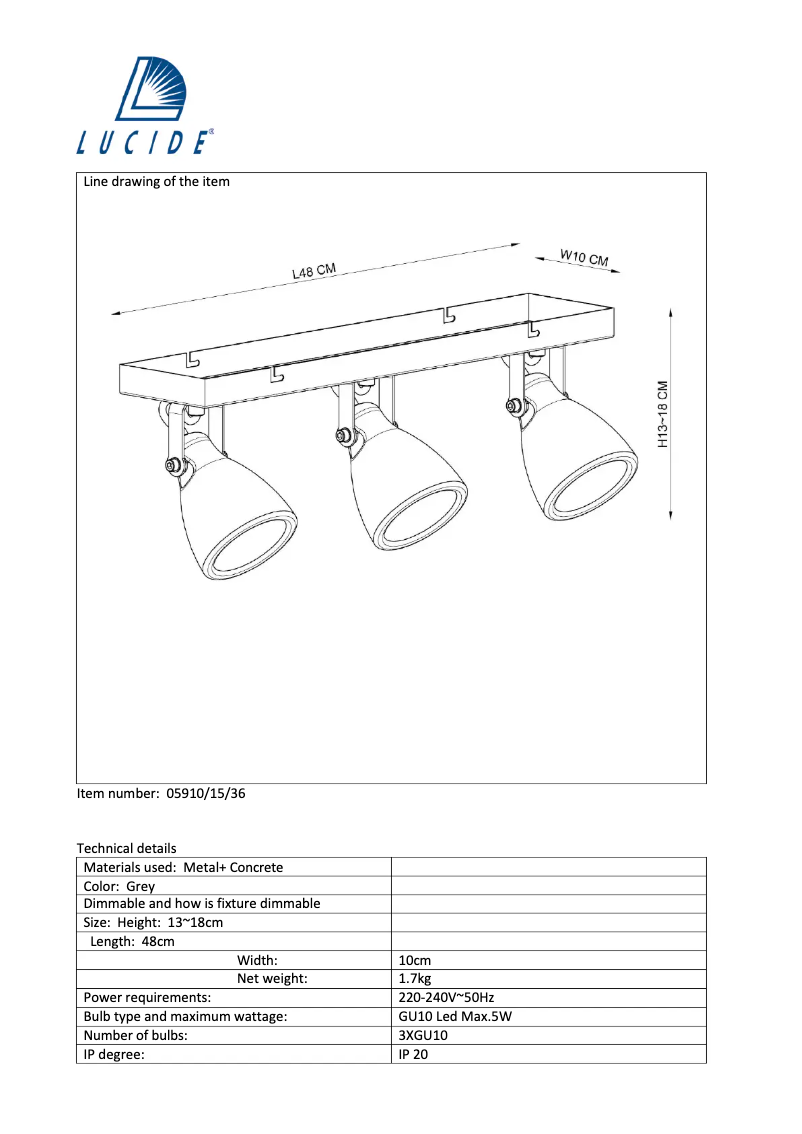 Image de la première page du manuel de l'appareil Concri 05910/15/36