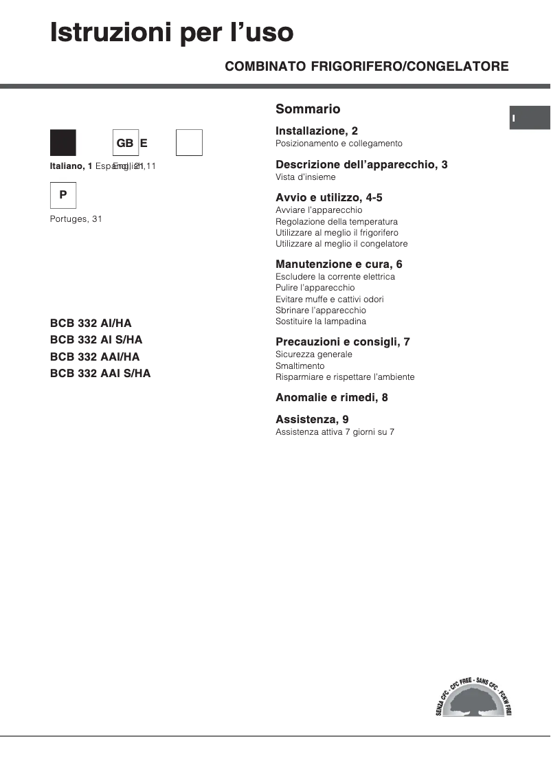 Image de la première page du manuel de l'appareil BCB 332 AAI