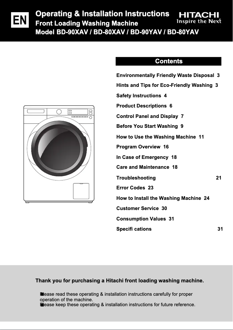Image de la première page du manuel de l'appareil BD-90YAV