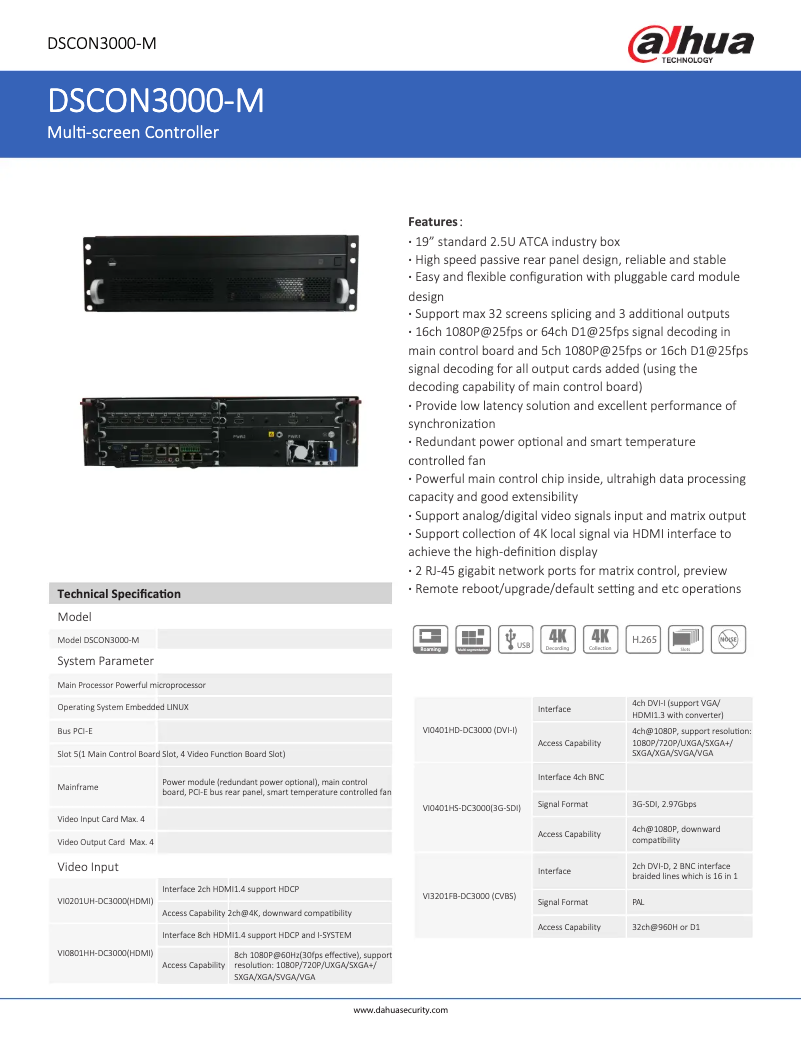 Page 1 de la notice Fiche technique Dahua Technology DSCON3000-M