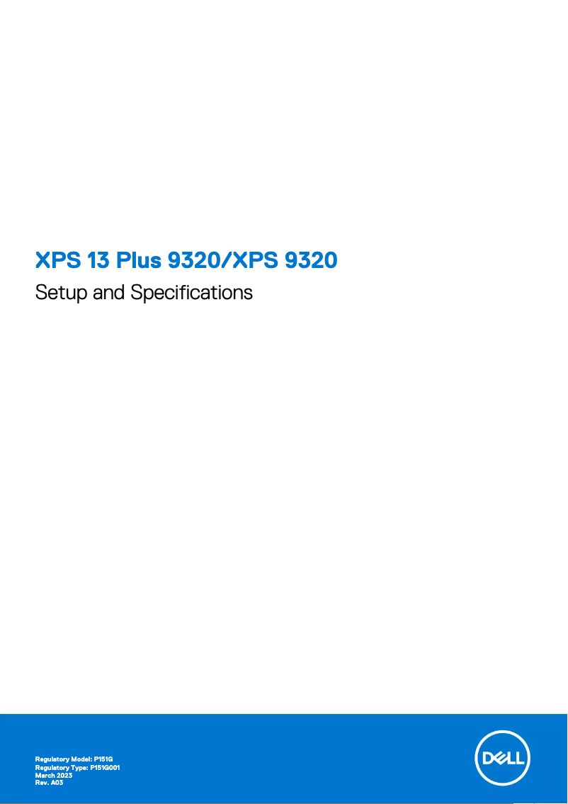 Page 1 de la notice Guide d'installation Dell XPS 13 Plus 9320