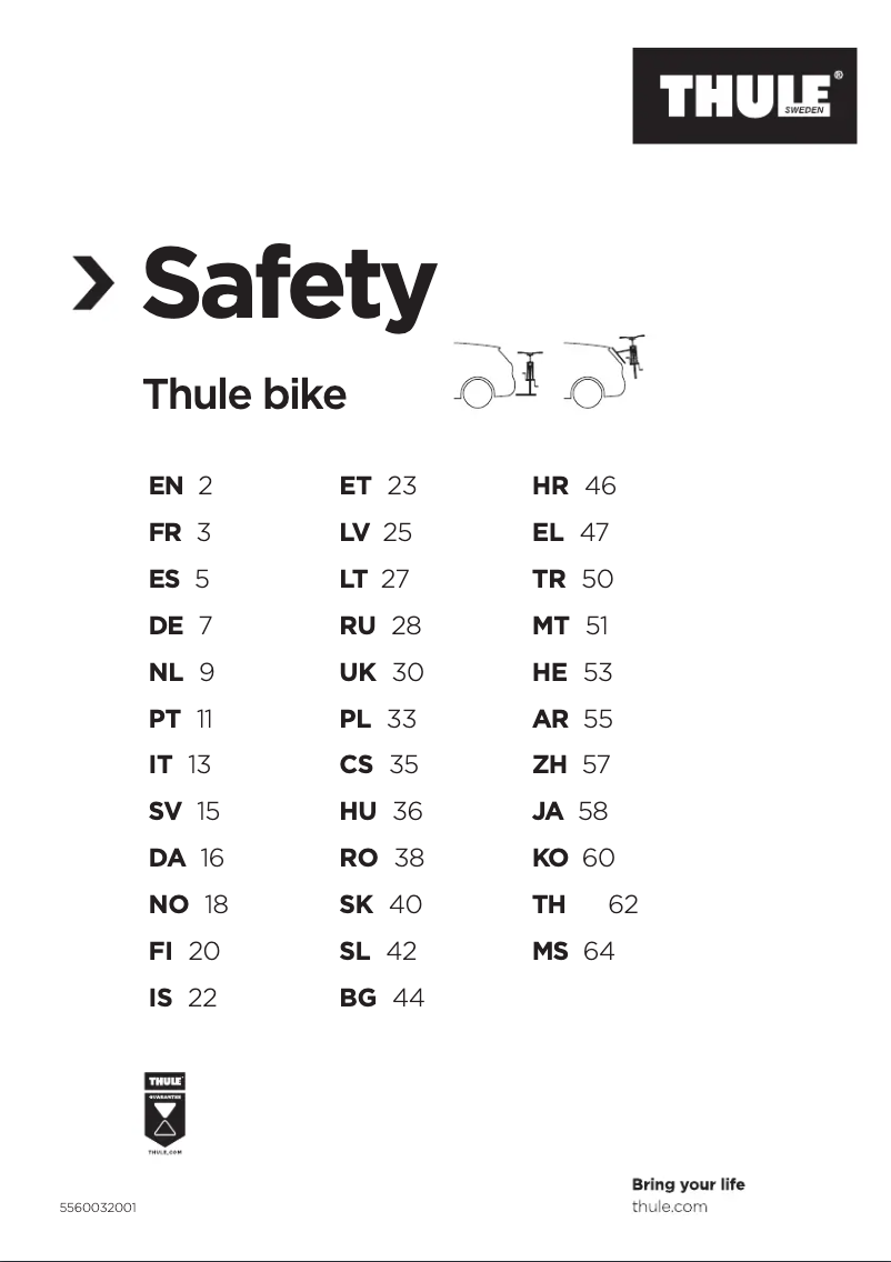 Page 1 de la notice Manuel utilisateur Thule ClipOn 9103
