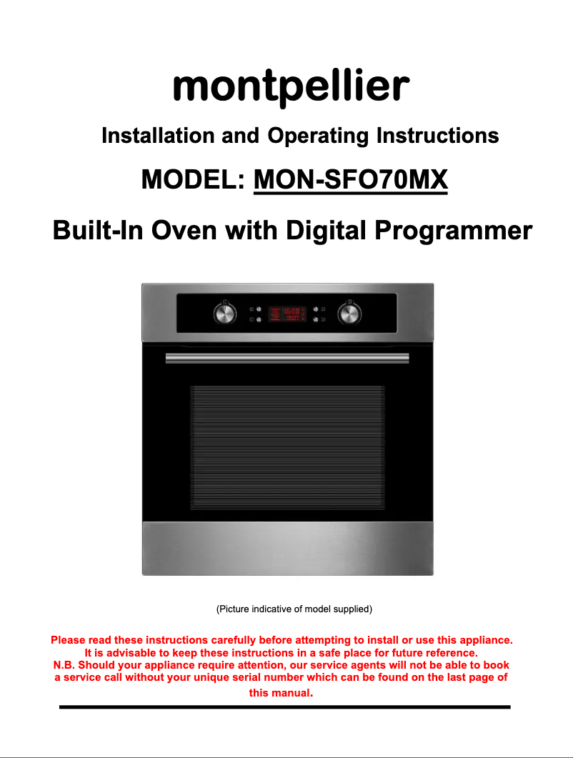 Page 1 of the manual User Manual Montpellier SFO70MX