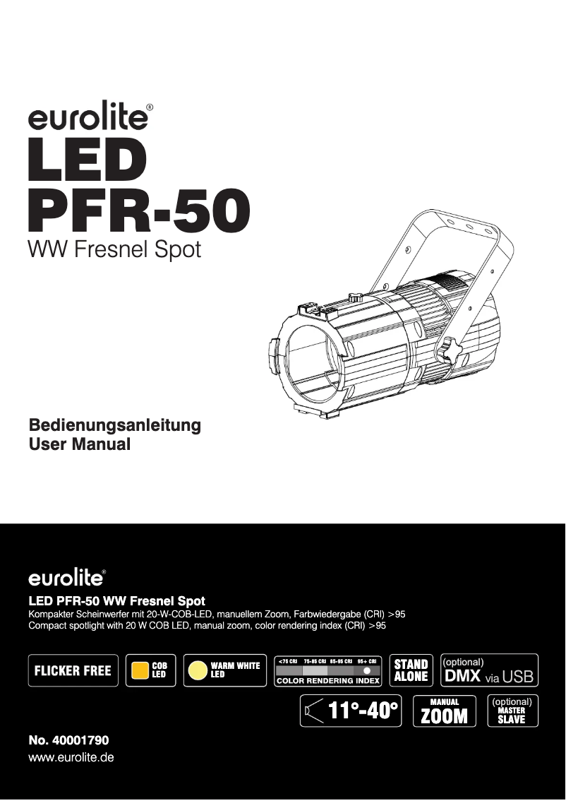 Page 1 de la notice Manuel utilisateur Eurolite LED PFR-50