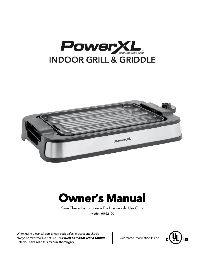 Page 1 de la notice Manuel utilisateur PowerXL Indoor Grill & Griddle HRG2100