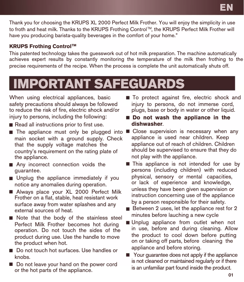 Página 1 del manual Manual de usuario Krups Asoccino XL2000