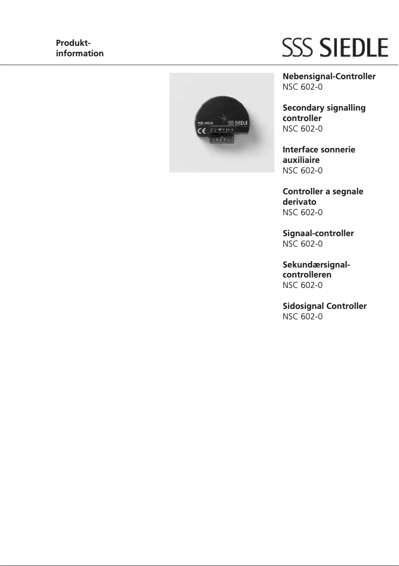 Page 1 de la notice Manuel utilisateur Siedle NSC 602-0