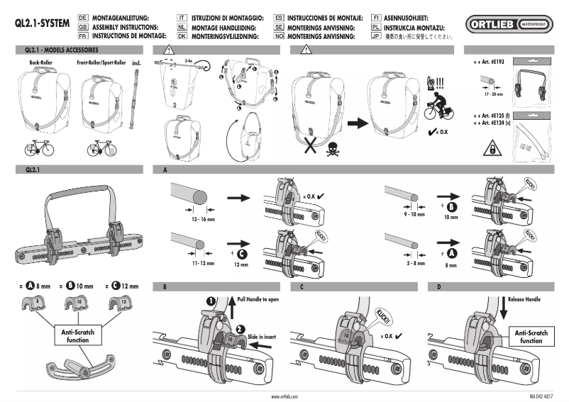 Page n°1 - Manuel utilisateur Ortlieb Back-Roller Design Cycledelic QL2.1