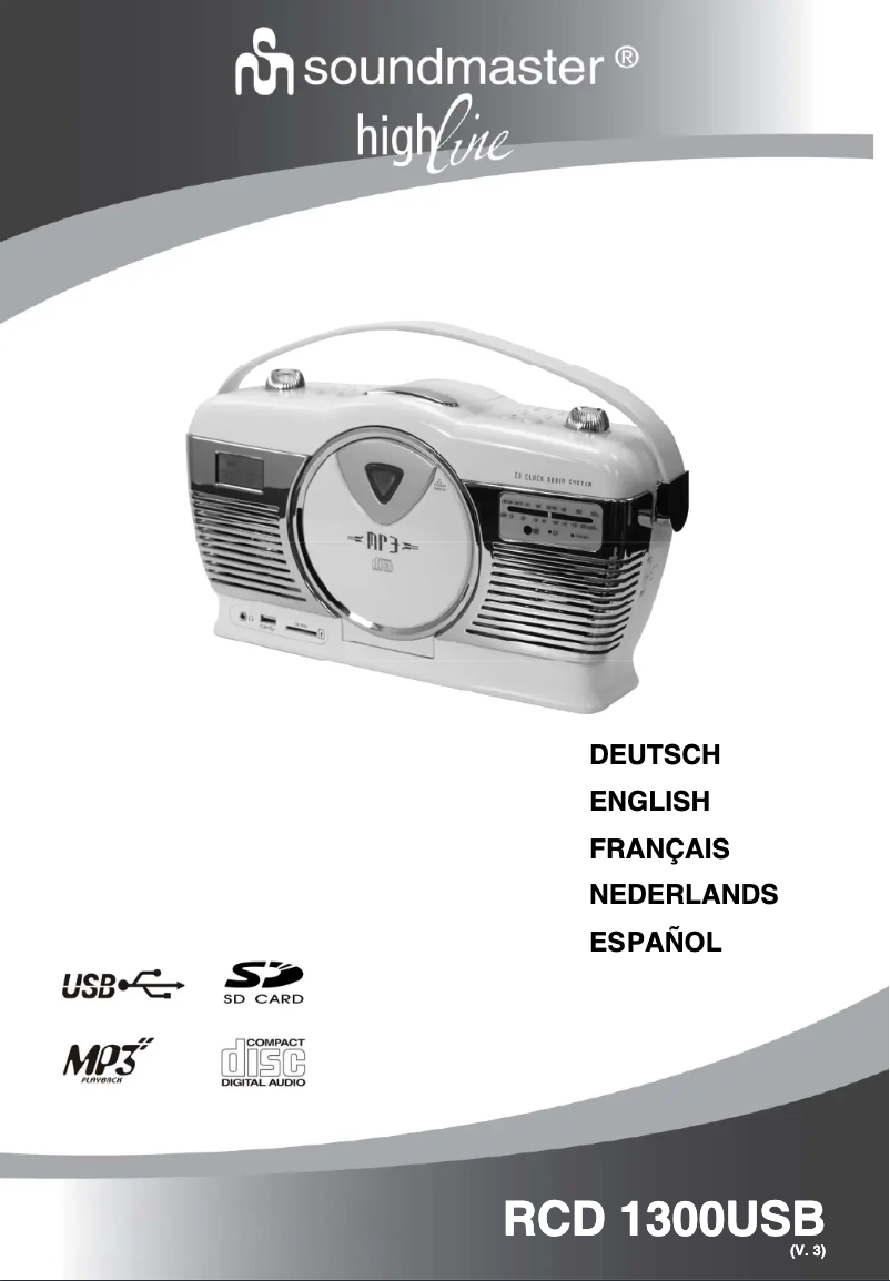 Page 1 de la notice Manuel utilisateur Soundmaster Highline RCD1300USB