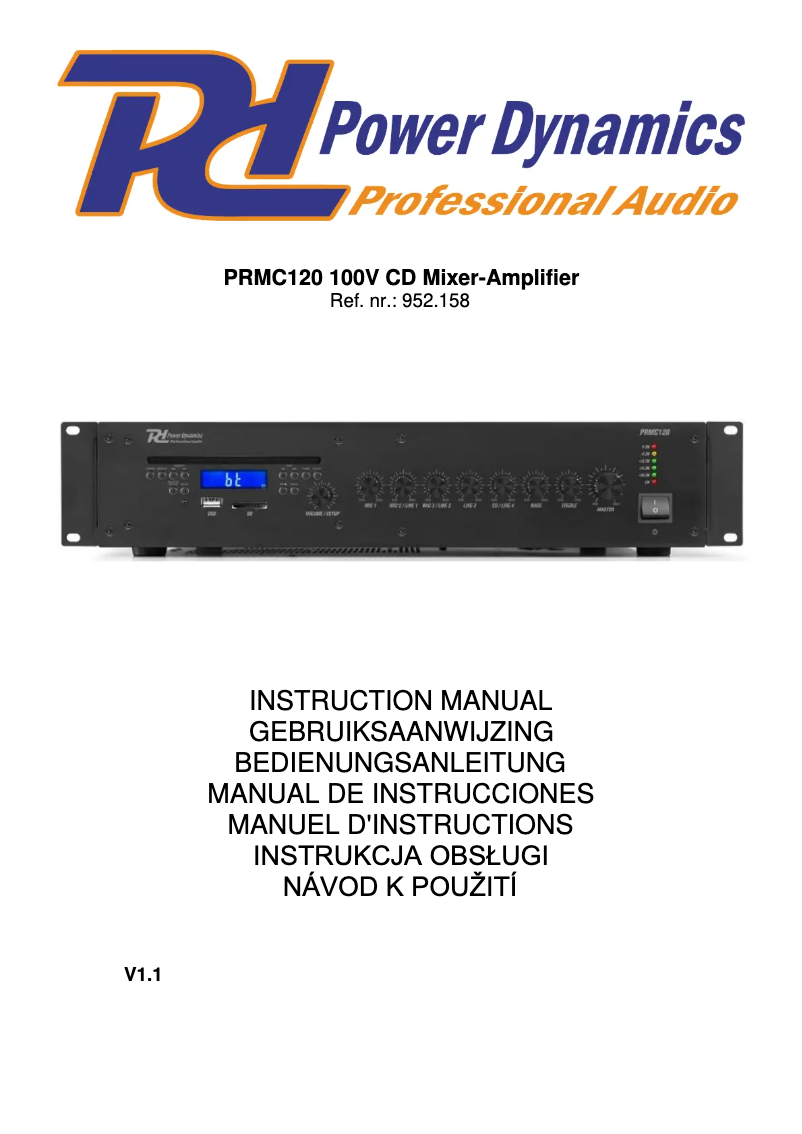 Page n°1 - Manuel utilisateur Power Dynamics PRC120