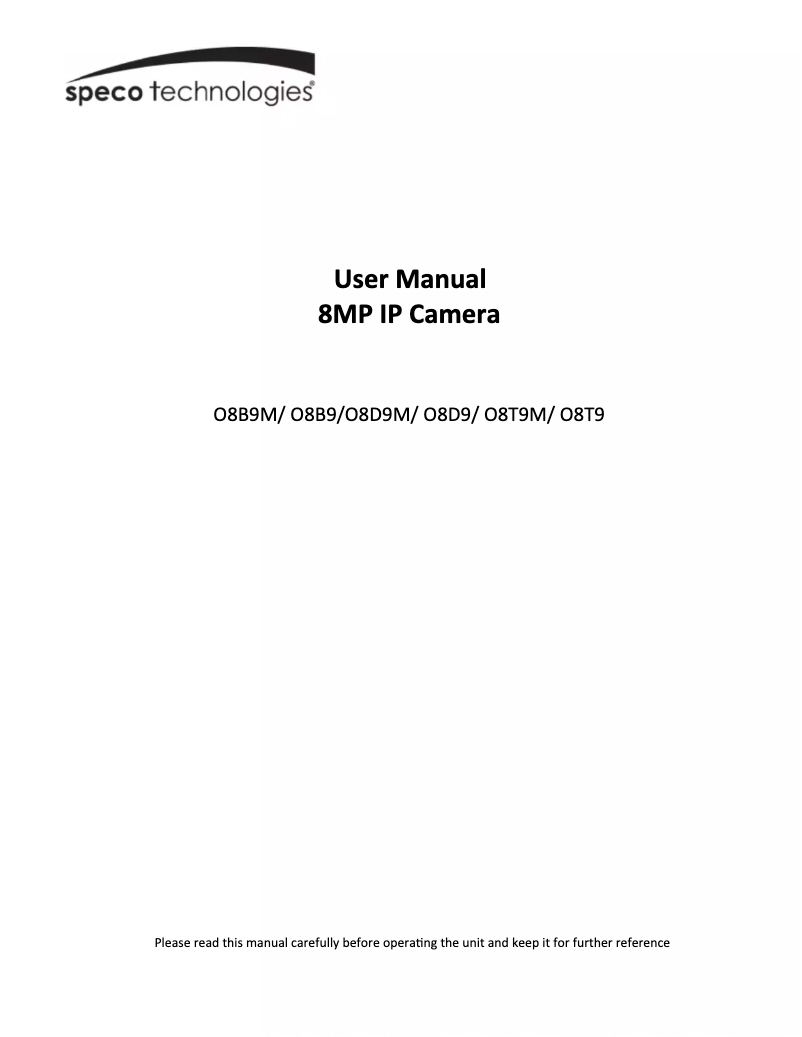 Page n°1 - Manuel utilisateur Speco Technologies O8B9