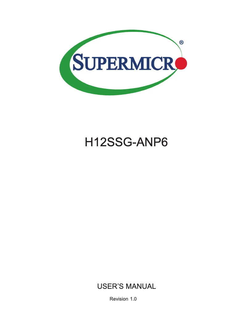 Page 1 de la notice Manuel utilisateur Supermicro H12SSG-ANP6