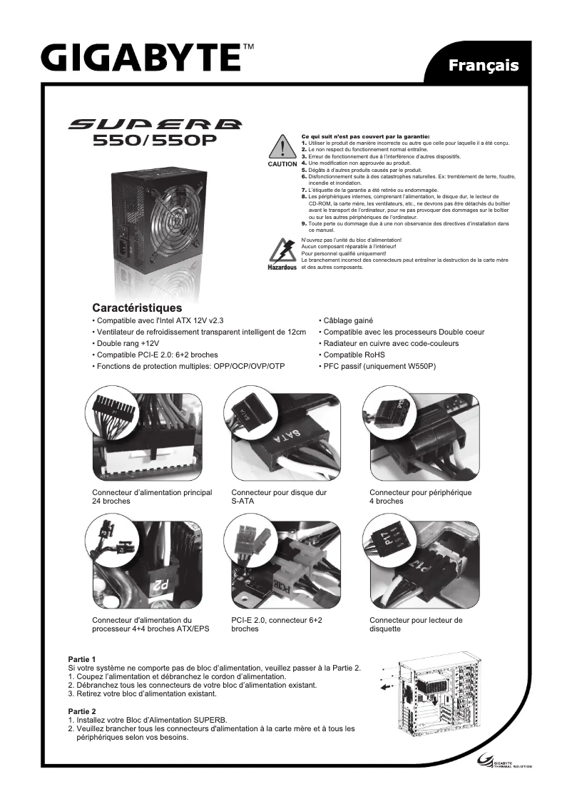 Image de la première page du manuel de l'appareil Superb 550