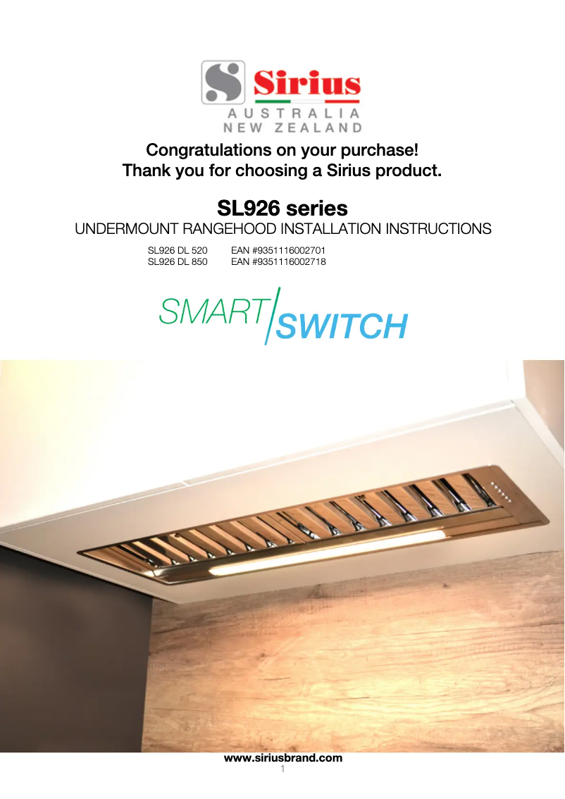 Página 1 del manual Manual de usuario Sirius SL926 DL 850