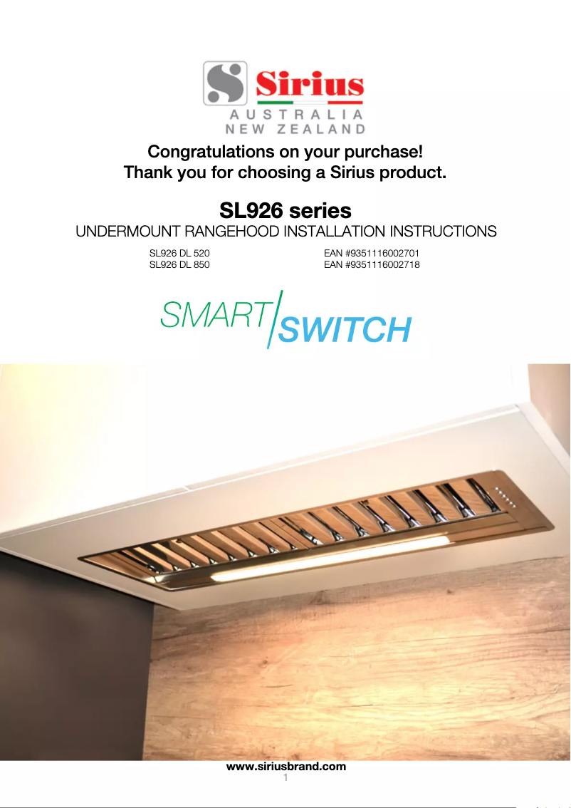 Image de la première page du manuel de l'appareil SL926 DL 850