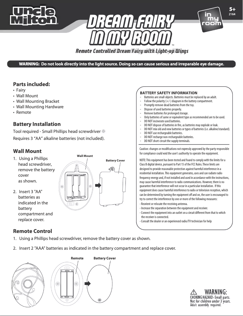 Page n°1 - Manuel utilisateur Uncle Milton Dream Fairy Room Light
