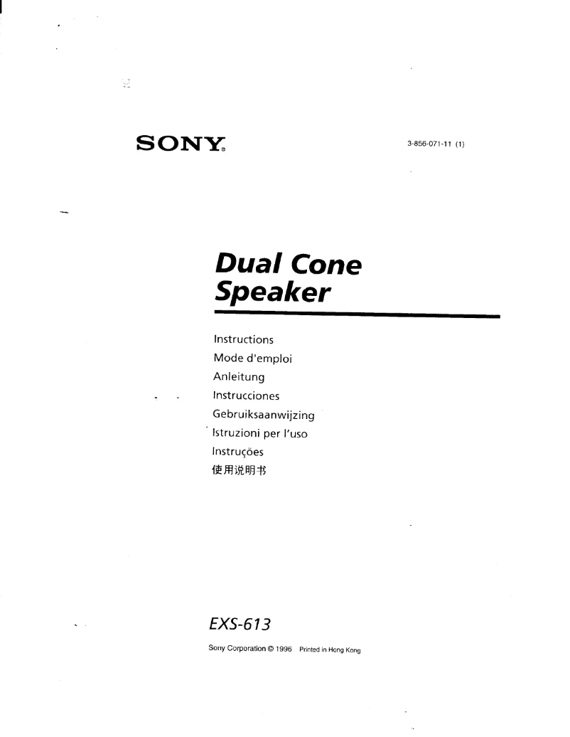 Page 1 de la notice Manuel utilisateur Sony EXS-613