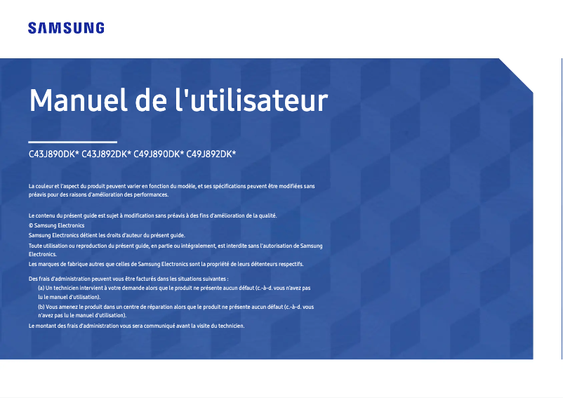 Page 1 de la notice Manuel utilisateur Samsung C43J890DKM